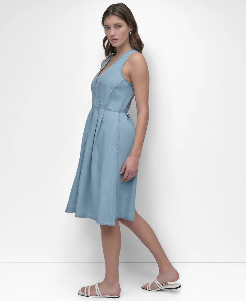 Dkny Women's Sleeveless Zip-Front Fit & Flare Dress