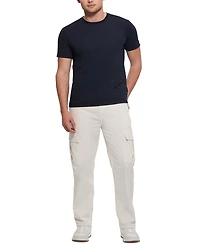 Guess Men's Relaxed Fit Linear Textured Short Sleeve Crewneck T-Shirt