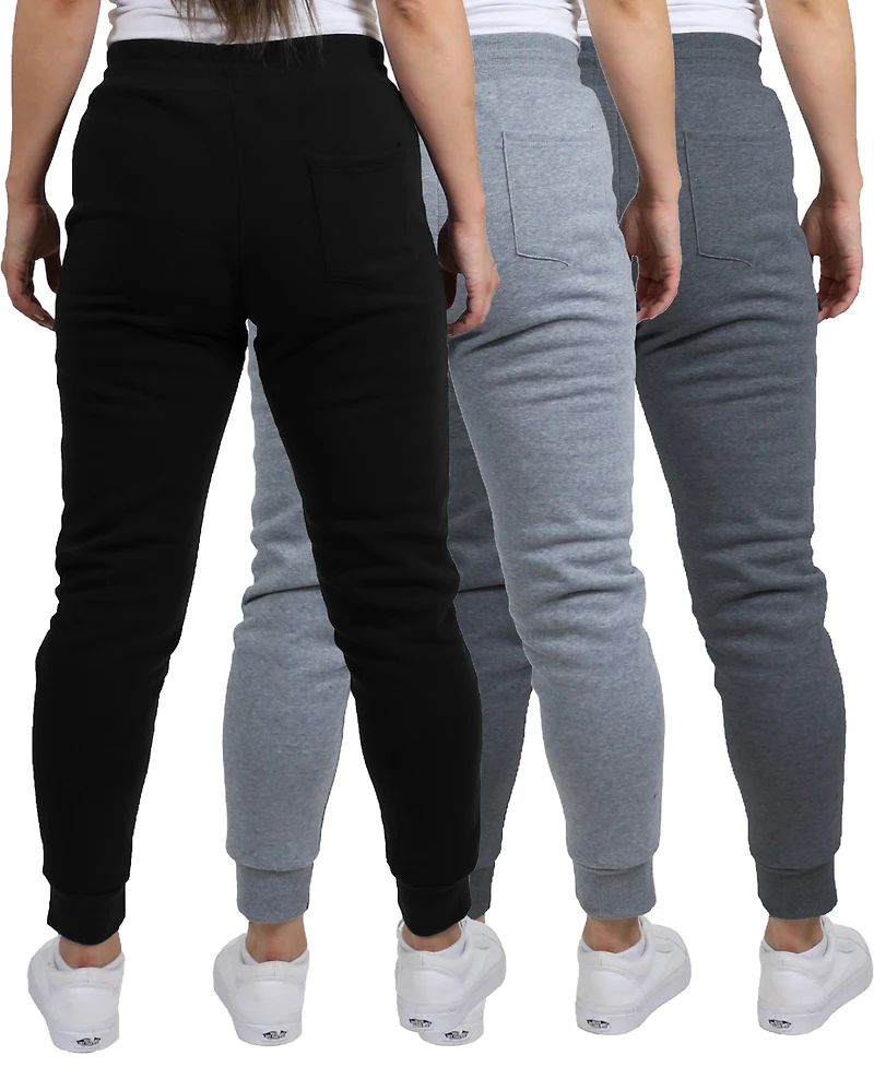 Galaxy By Harvic Women's Pro Star Loose Fit Fleece Lined Jogger Sweatpants 3-Pack