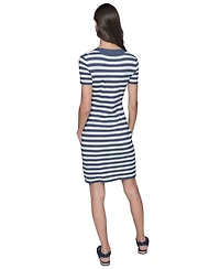 Karl Lagerfeld Paris Women's Stripe-Knit Square-Neck Dress