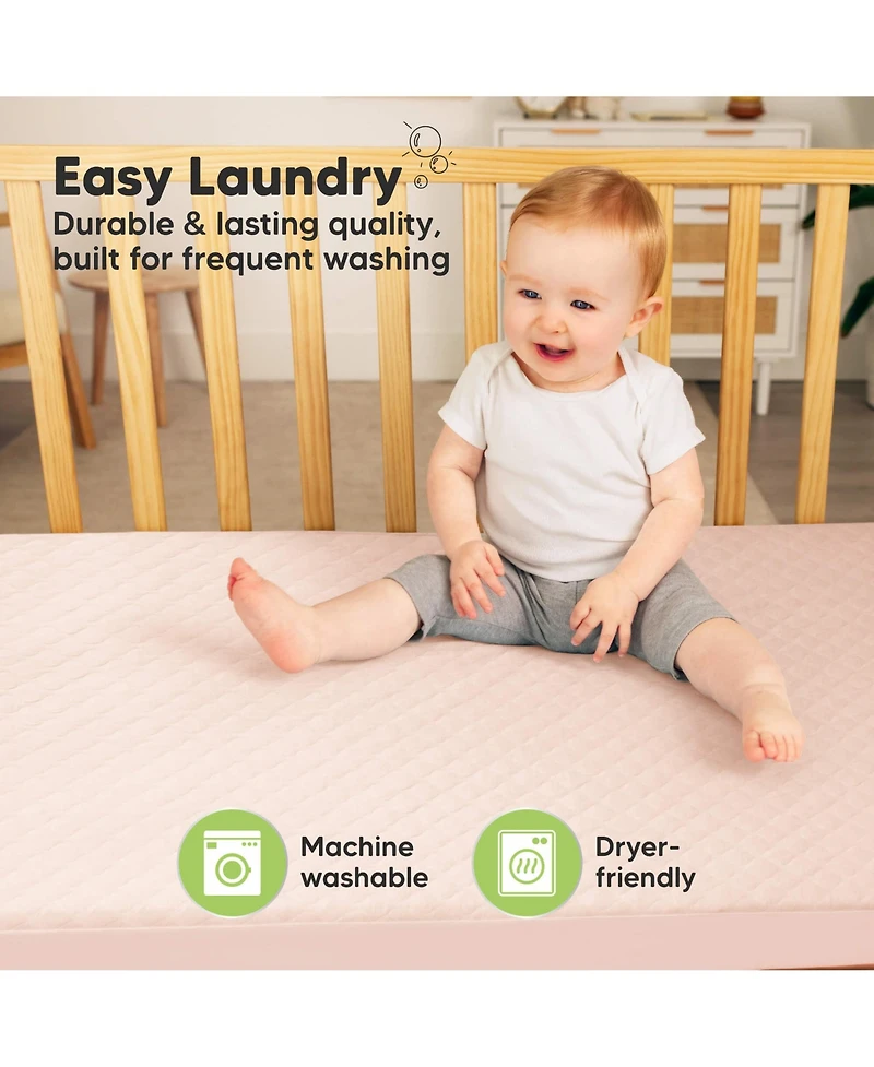 KeaBabies 2-Pack Protect+ Waterproof Crib Mattress Protector Covers, Mavy Quilted Cotton Baby Topper, Toddler Sheets