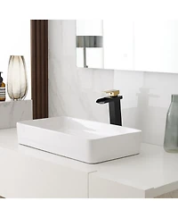 Waterfall Single Hole Single Handle Bathroom Vessel Sink Faucet With Pop-up Drain Assembly in Matte Black