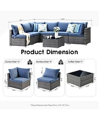 Xizzi 7-Piece Patio Furniture Outdoor Sofa Sets with New Wicker,Cushions and Coffee Table Suitable For patio, garden, backyard, yard balcony,Navy