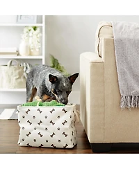 Bone Dry Collapsible Pet Storage Bin with Rope Handles Paw/Bone Print