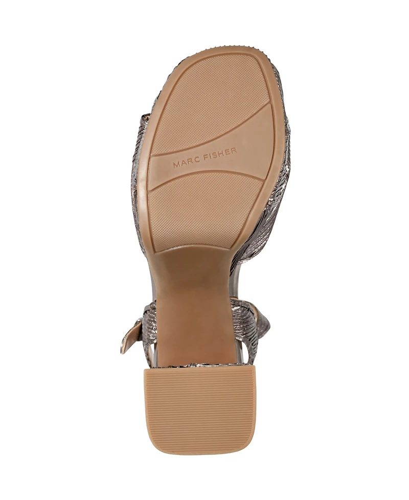 Marc Fisher Women's Seleny Metallic High Block Heel Platform Sandals