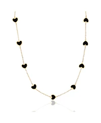The Lovery Onyx Heart Station Necklace 14K Gold