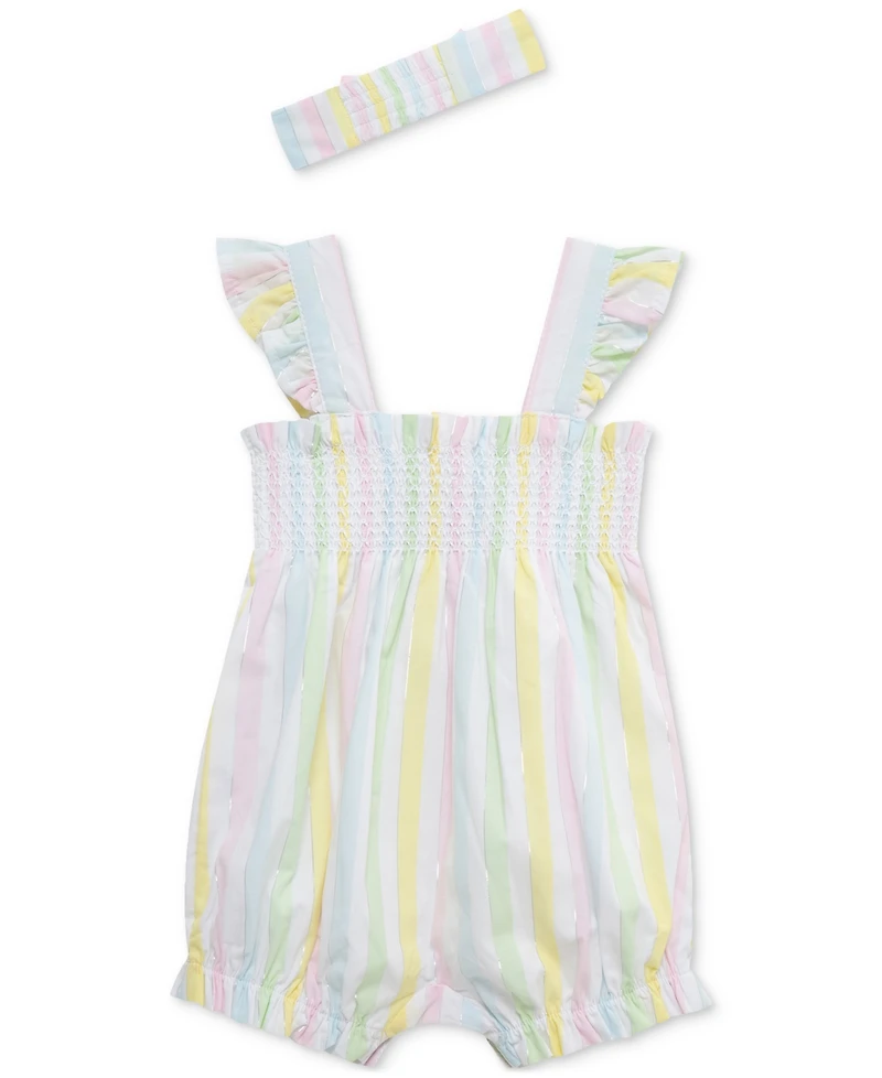 Little Me Baby Girls 2-Pc. Candy Stripe Bubble Romper & Headband Set