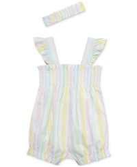 Little Me Baby Girls 2-Pc. Candy Stripe Bubble Romper & Headband Set