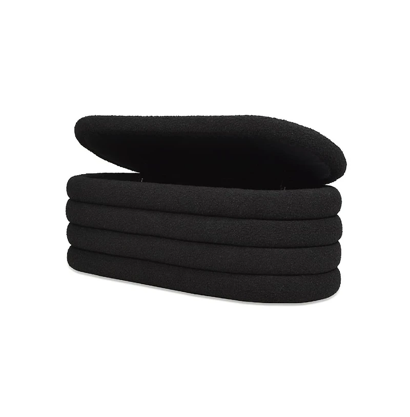 49 Inch Oval Boucle Storage Bench, Upholstered Entryway Ottoman with Hinged Lid-The Pop Home