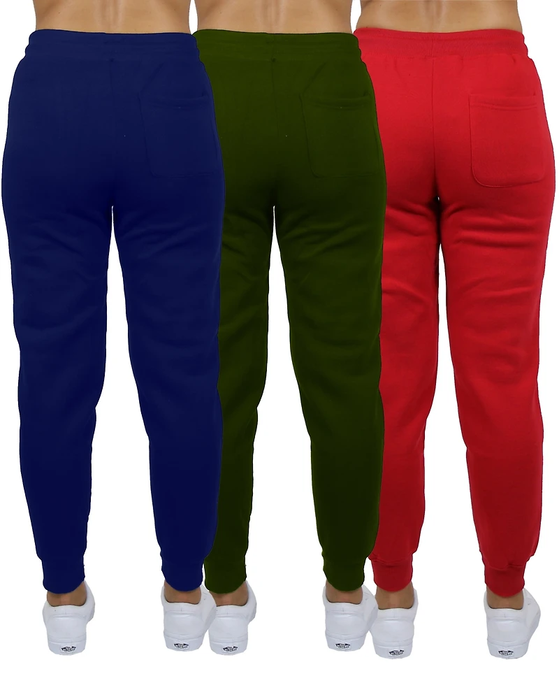 Galaxy By Harvic Women's Loose-Fit Fleece Jogger Sweatpants 3-Pack