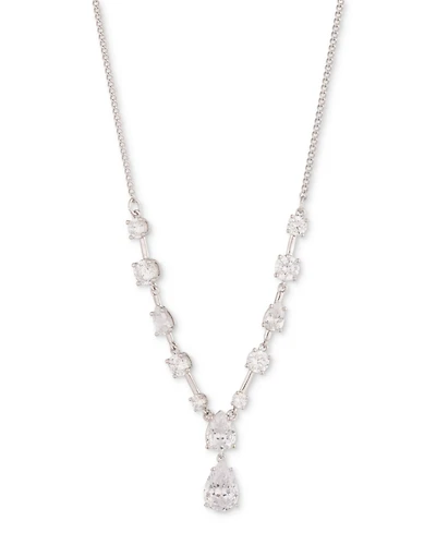 Givenchy Silver-Tone Mixed Cubic Zirconia Lariat Necklace, 16" + 3" extender