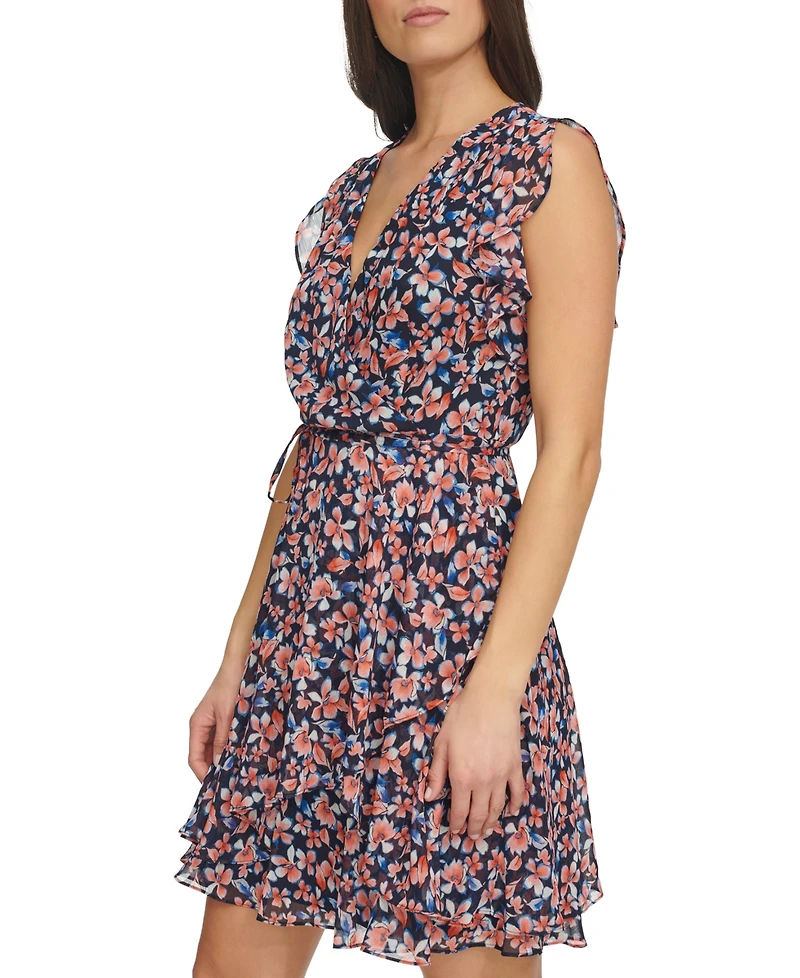 Tommy Hilfiger Women's Flutter-Sleeve Faux-Wrap Dress