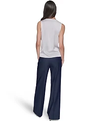 Karl Lagerfeld Paris Women's Sleeveless V-Neck Blouse Top