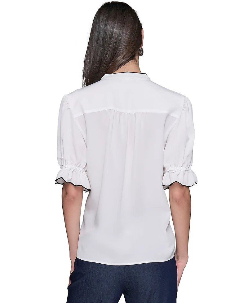 Karl Lagerfeld Paris Women's Ruffled Short-Sleeve Blouse