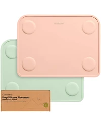KeaBabies 2-Pack Prep Silicone Placemats for Toddlers, Kids, Non Slip Suction Dining Table Baby Placemat, Easy to Clean