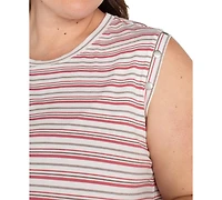 Liverpool Plus Crewneck Striped Sleeveless Top