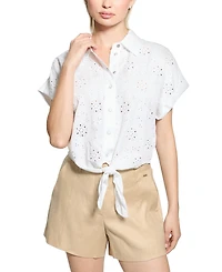 Guess Women's Brigitte Embroidered Snap-Front Shirt