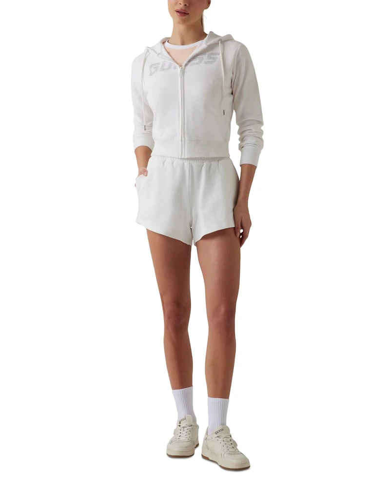Guess Women's Primula Rhinestone Logo Zip-Front Hoodie