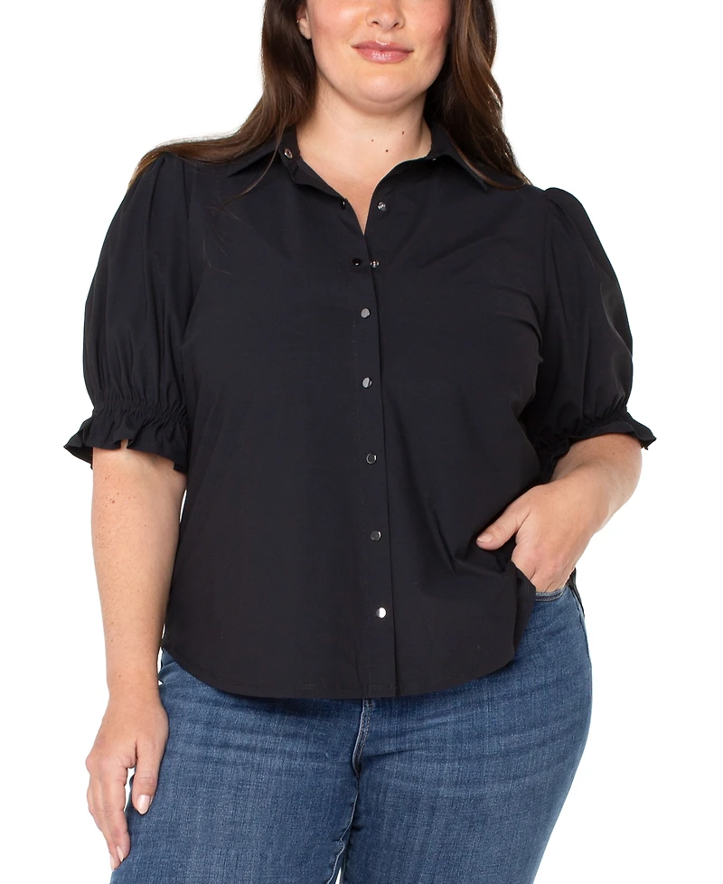 Liverpool Plus Puff Sleeve Snap Front Shirt