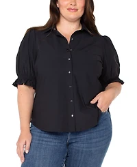 Liverpool Plus Puff Sleeve Snap Front Shirt