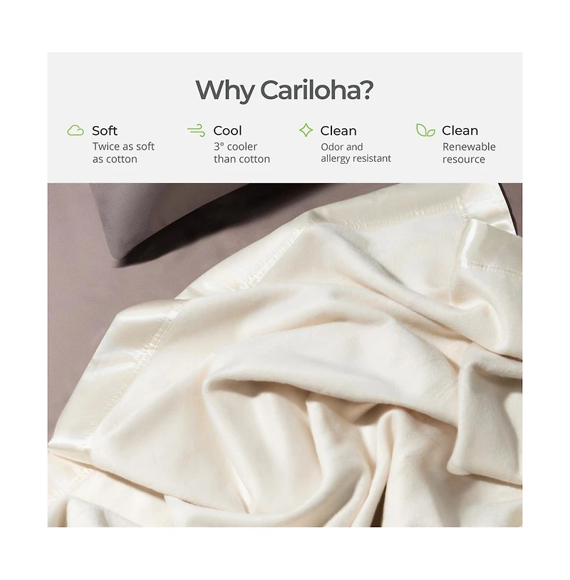 Cariloha Fleece Blanket | Coconut Milk | Queen | Viscose Material | Satin Binding Border | Sized for Top of Bed | Ideal for Year Round Use