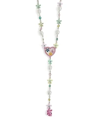 Betsey Johnson Faux Stone Spring Floral Heart Y Necklace