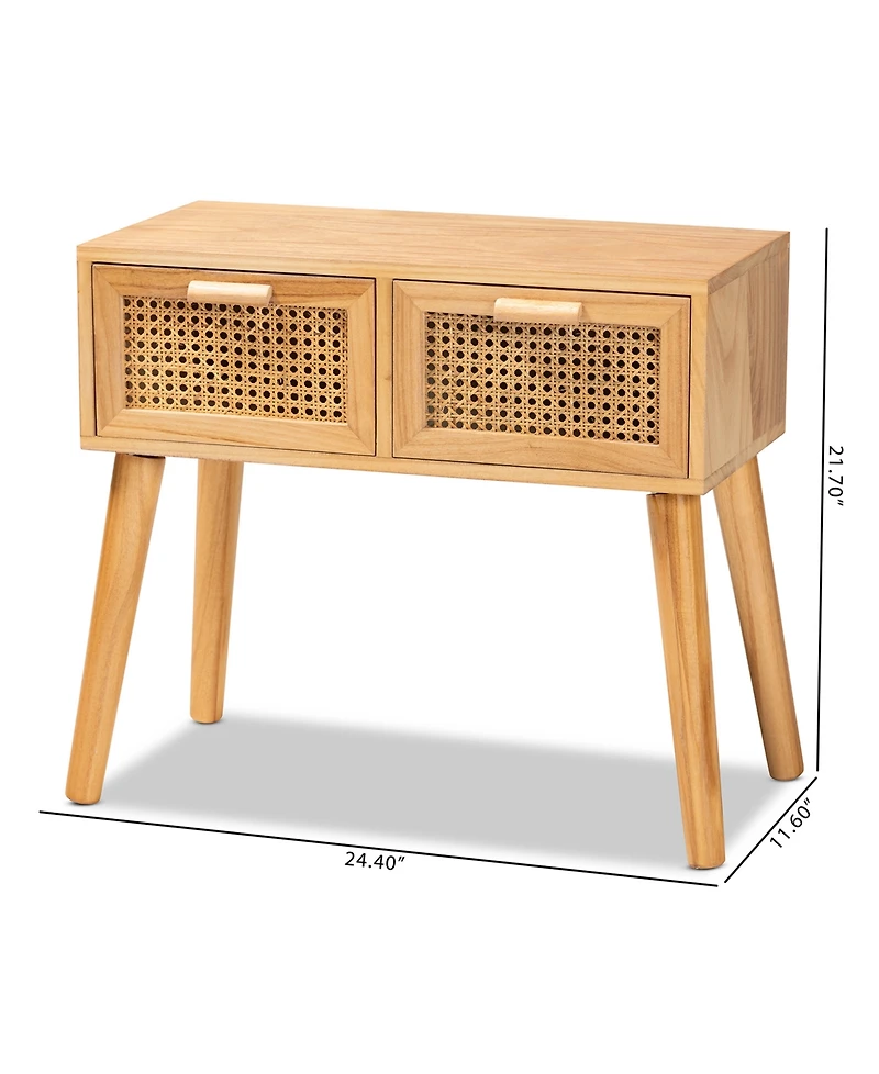 Baxton Studio 24.4" Finished Wood Falan Mid-Century Modern 2-Drawer Console Table