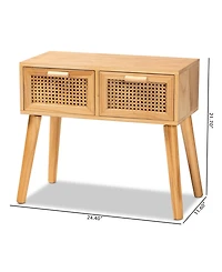 Baxton Studio 24.4" Finished Wood Falan Mid-Century Modern 2-Drawer Console Table