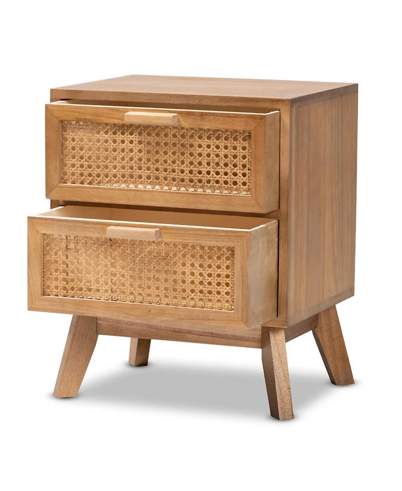 Baxton Studio 15.7" Finished Wood Baden Mid-Century Modern 2-Drawer End Table