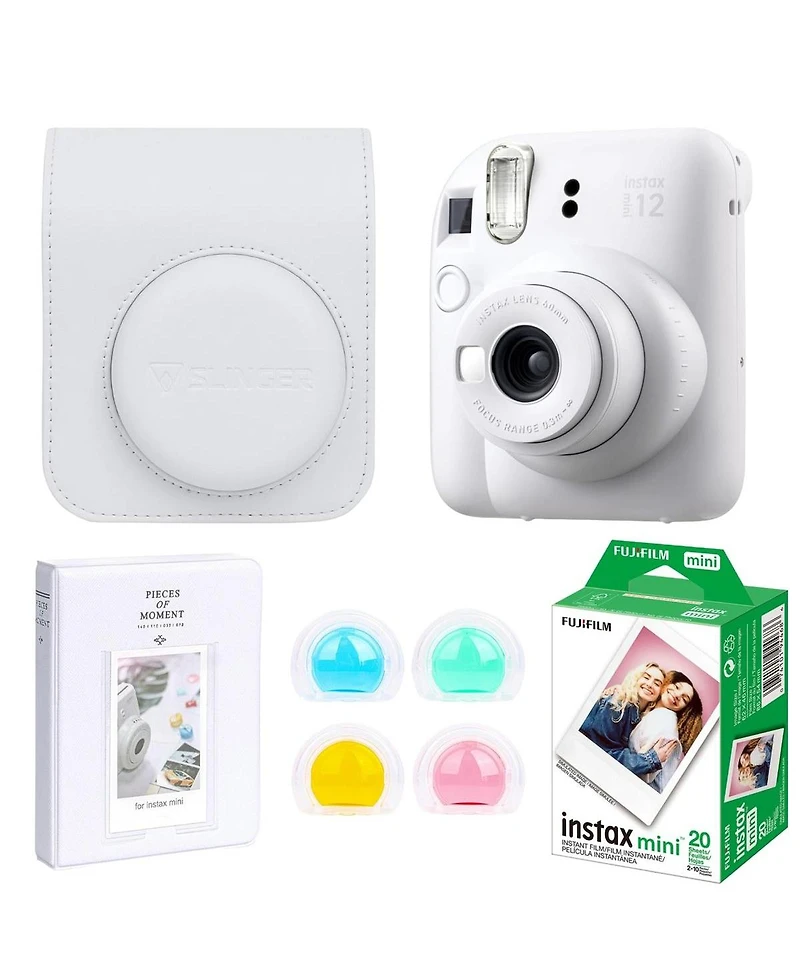 Fujifilm Fujifilm Instax Mini 12 Instant Film Camera, Blossom Pink Bundle with Instax Mini Custom Case, Accessory Kit and Daylight Film, Twin Pack (20