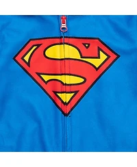 Justice League Boys Dc Comics Zip Up Pajama Coverall Cape and Mask 3 Piece Costume Set