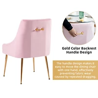 Dyhome Modern Velvet Upholstered Dining Chairs Set of 2, Mid Century Side with 5.12” Cushions and Back Pull Rod for Kitchen, Living Room