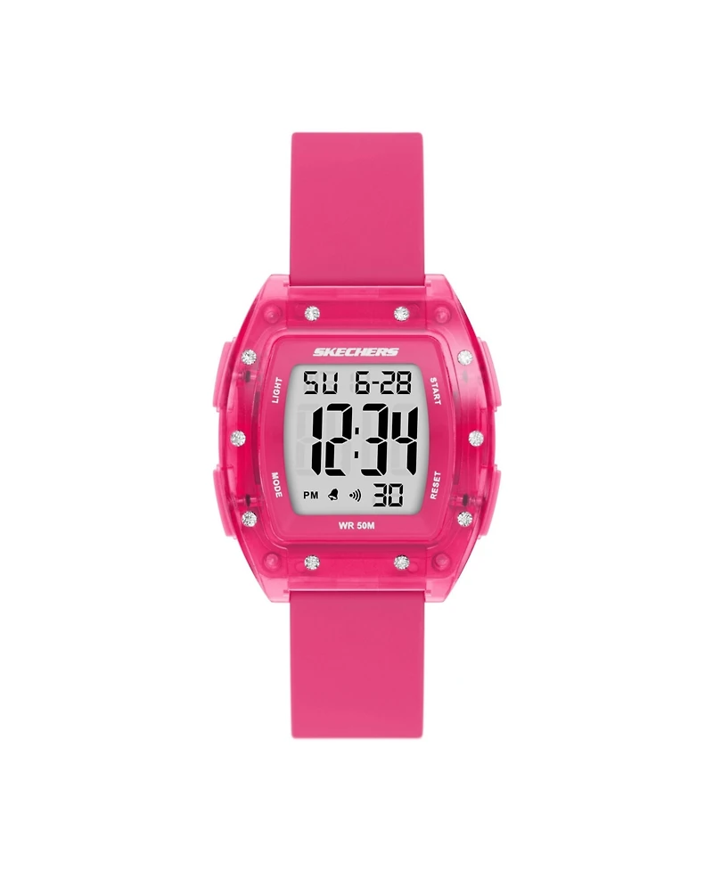 Skechers Women's Sawtelle Digital, Pink Polycarbonate Watch