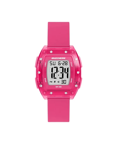 Skechers Women's Sawtelle Digital, Pink Polycarbonate Watch