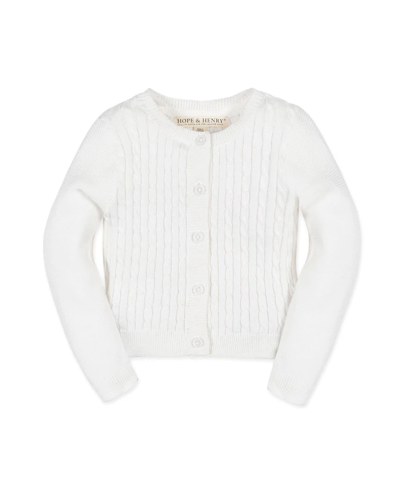 Hope & Henry Baby Long Sleeve Cable Knit Cardigan Sweater