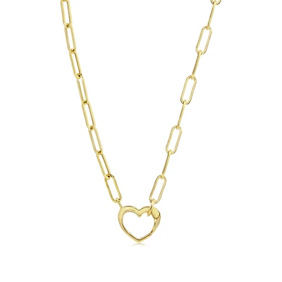 The Lovery Heart Charm Holder Paperclip Necklace 14K Gold
