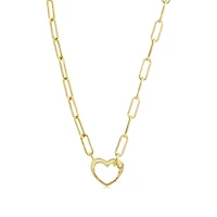 The Lovery Heart Charm Holder Paperclip Necklace 14K Gold