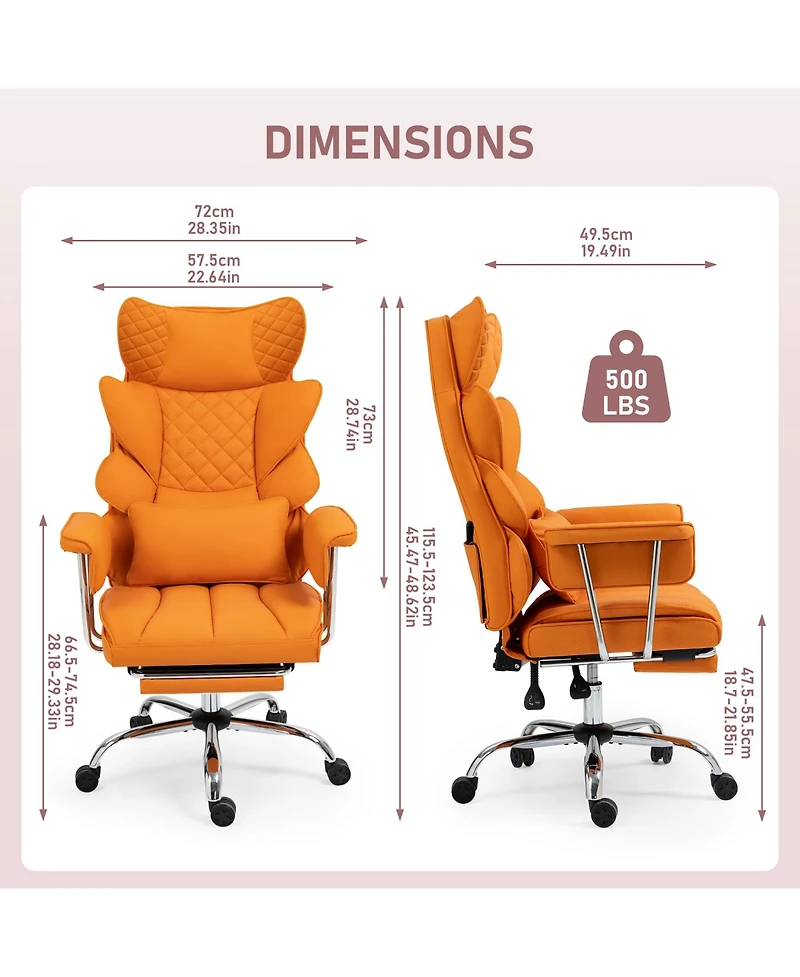 Dyhome 8-Point Massage Gaming Chair, Ergonomic Office Chair, 500lbs Weight Capacity, Adjustable Backrest 90-135 Adjustable Armrests, Suitable for Kids