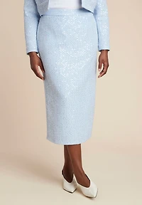 Eloquii Women's Plus Sequin Tweed Midi Skirt