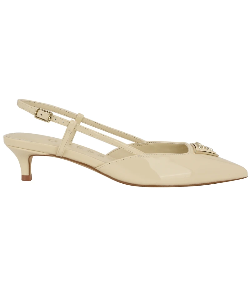 Guess Women's Jesson Logo Slingback Kitten Heel Pumps