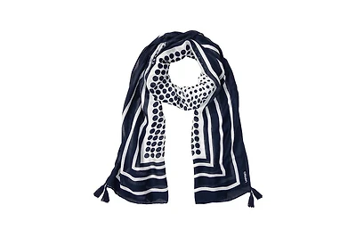 Olsen Polka Dot and Border Print Scarf