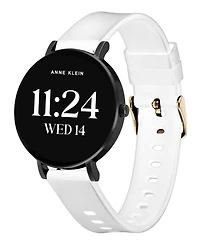 Anne Klein Women's Connect It Prism Smartwatch with Gold-Tone Metal Alloy and White Silicone Band, 30mm