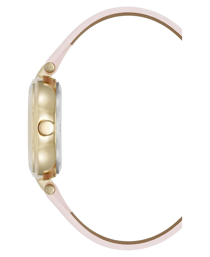 Anne Klein Women's Quartz Round Blush Pink Leather and Gold-Tone Metal Alloy Strap Watch, 32mm