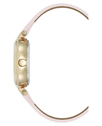 Anne Klein Women's Quartz Round Blush Pink Leather and Gold-Tone Metal Alloy Strap Watch, 32mm