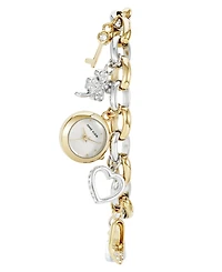 Anne Klein Women's Quartz Two-Tone Metal Alloy Crystal Accented Charm Bracelet Watch, 20mm
