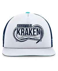 Fanatics Men's White/Deep Sea Blue Seattle Kraken Authentic Pro Hometown Rink Foam Trucker Snapback Hat