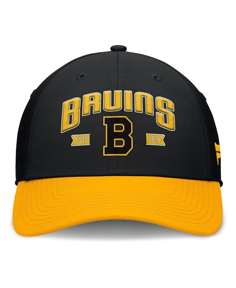 Fanatics Men's Black/Gold Boston Bruins Heritage Captain Flex Hat