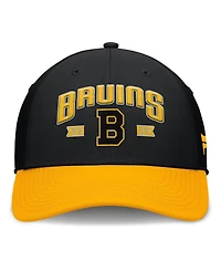 Fanatics Men's Black/Gold Boston Bruins Heritage Captain Flex Hat