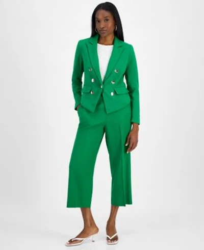 Bar Iii Womens Faux Double Breasted Blazer Sleeveless Honeycomb Top Cropped Wide Leg Pants Exclusively At Macys