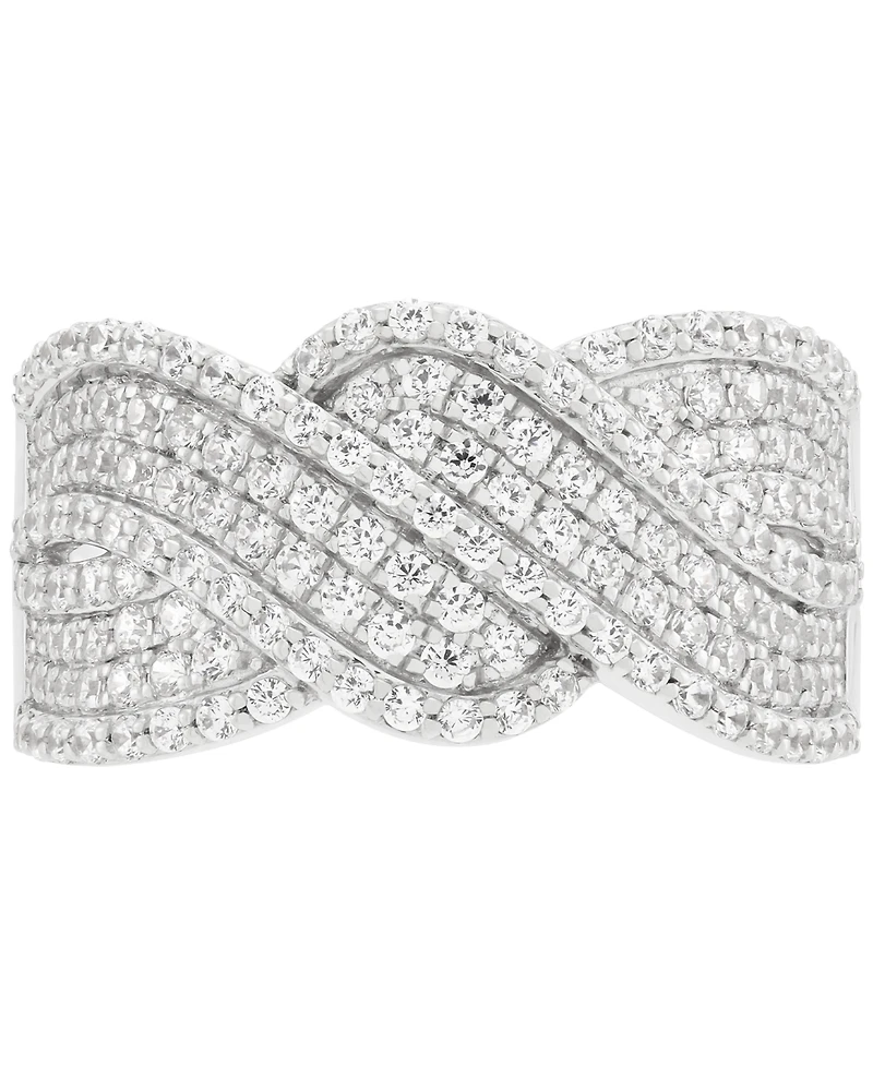 Diamond Cluster Wide Band (1 ct. t.w.) in Sterling Silver